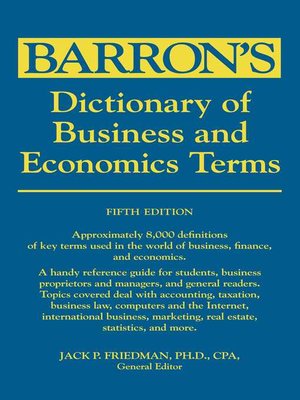 cover image of Dictionary of Business and Economic Terms
